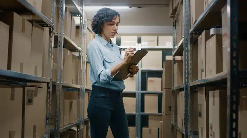 Wenatchee business woman tracking inventory in a storage unit