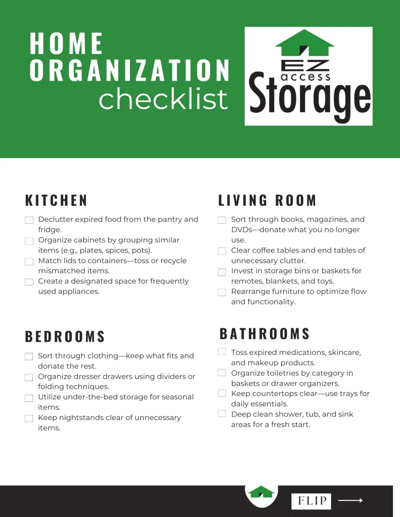 Screenshot of the first page of the Home Organization Checklist